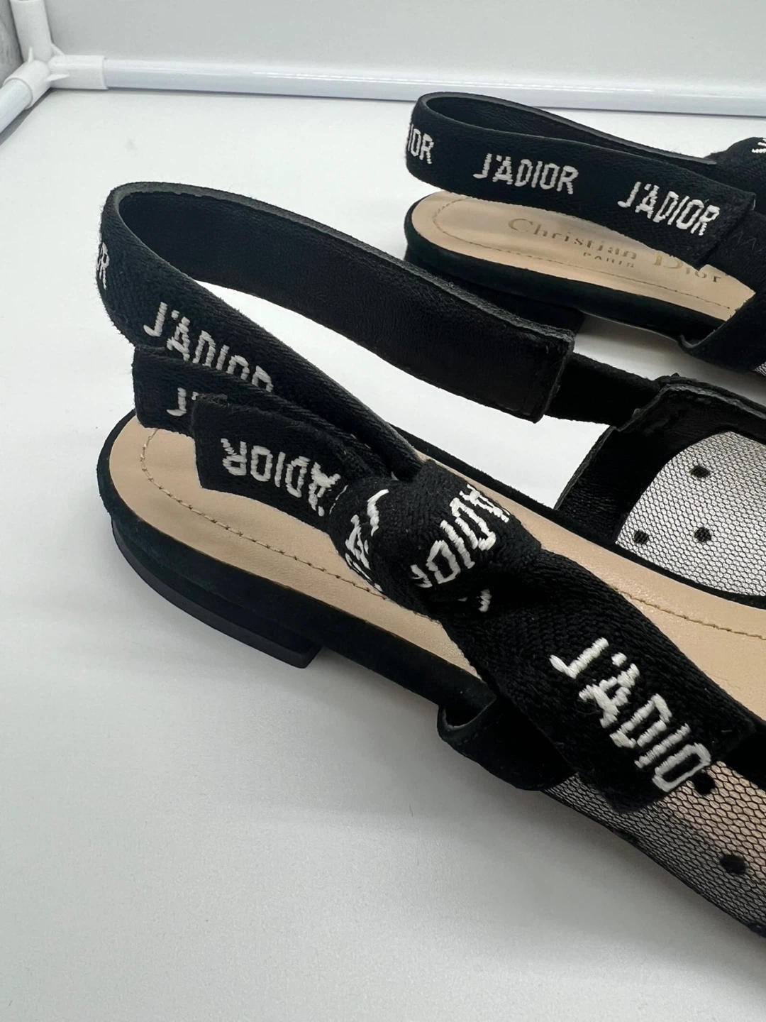 Christian Dior J’Adior Black Mesh Slingback Flats 39 - photo 2