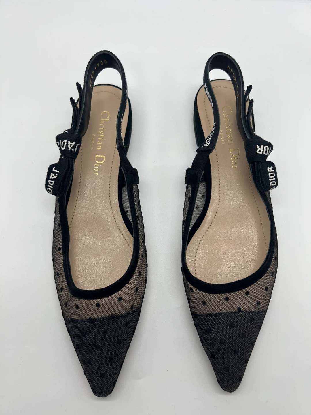 Christian Dior J’Adior Black Mesh Slingback Flats 39 - photo 5