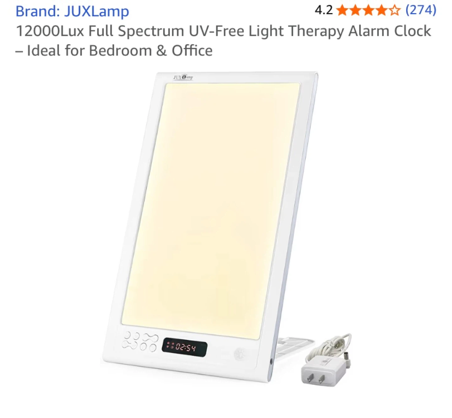 New 12000Lux Full Spectrum UV-Free Light Therapy Alarm Clock