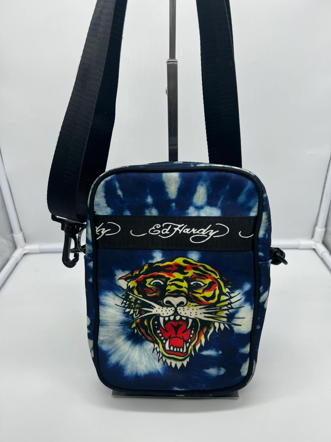 Ed Hardy Blue Tie Dye Graphic Crossbody