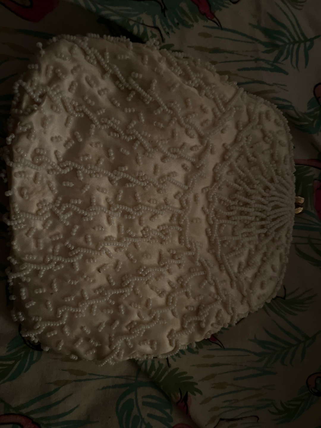 Vintage Beaded Clutch Purse - Ivory
