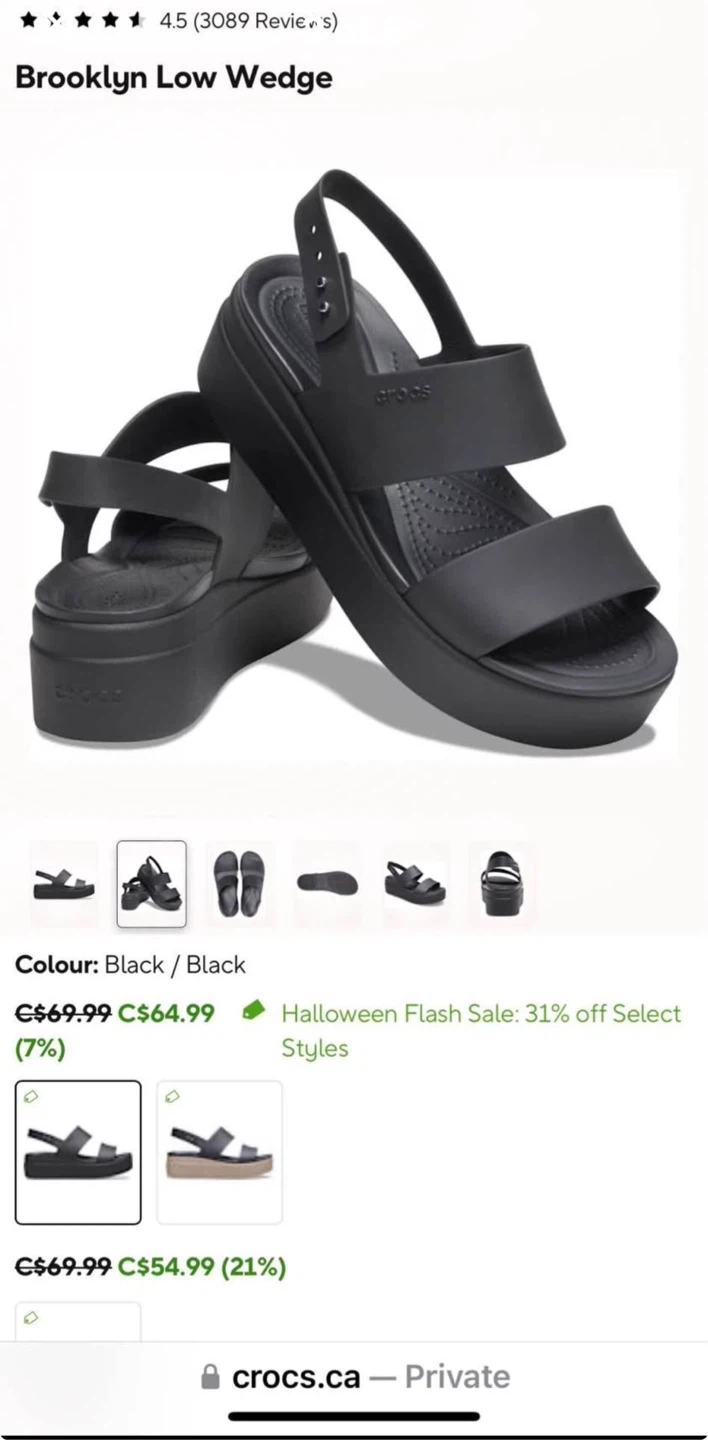 Crocs Brooklyn Low Wedge - Black, Size 5 - photo 2