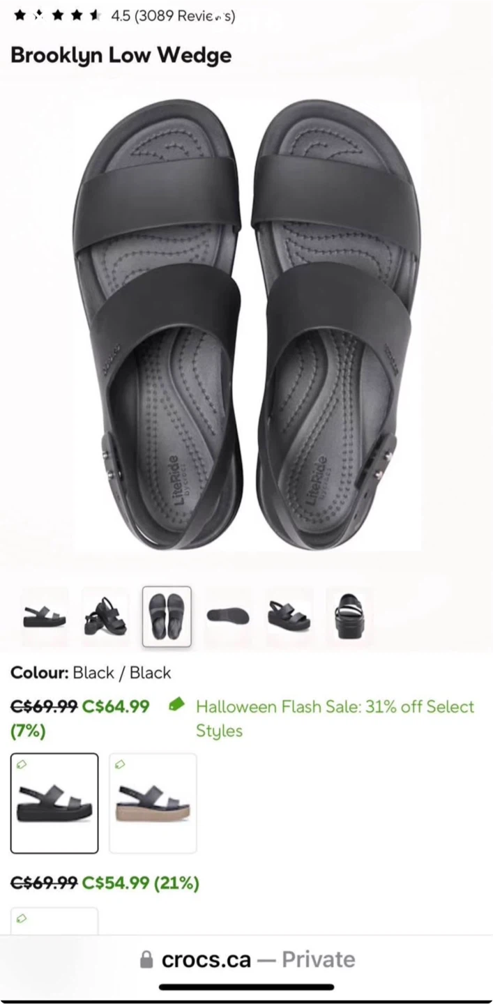 Crocs Brooklyn Low Wedge - Black, Size 5 - photo 3