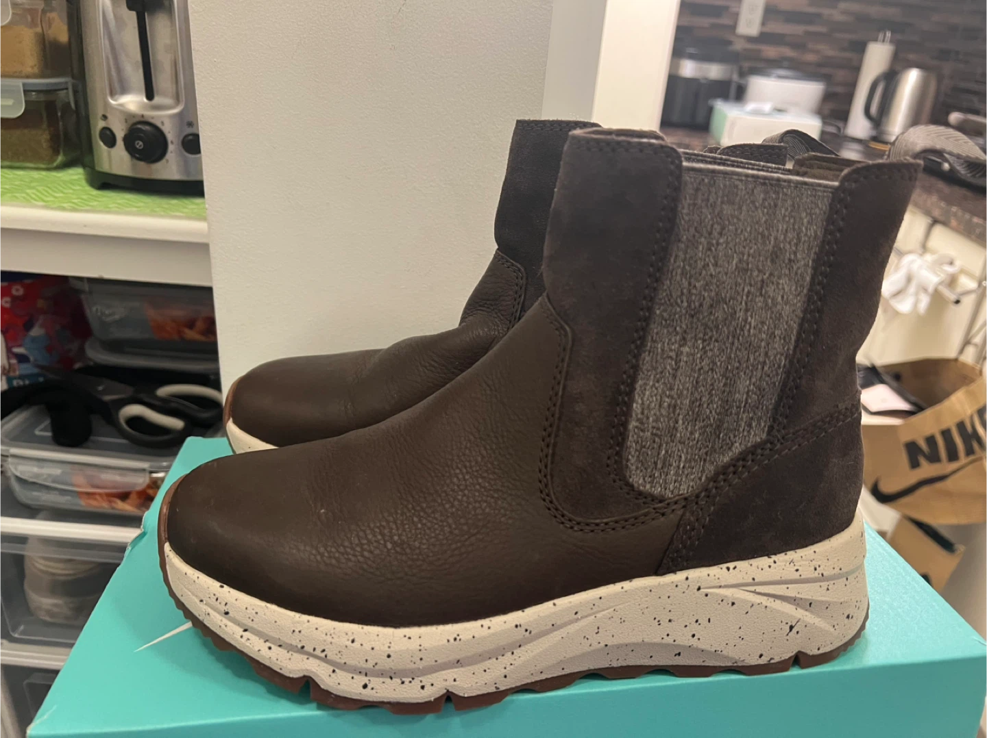 Brown Leather Chelsea Boots, used once open for offer