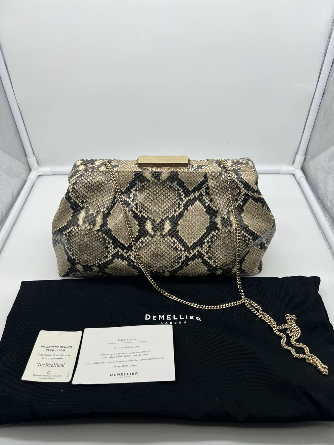 DeMellier Florence Snake Effect Goat Leather Oversized Clutch