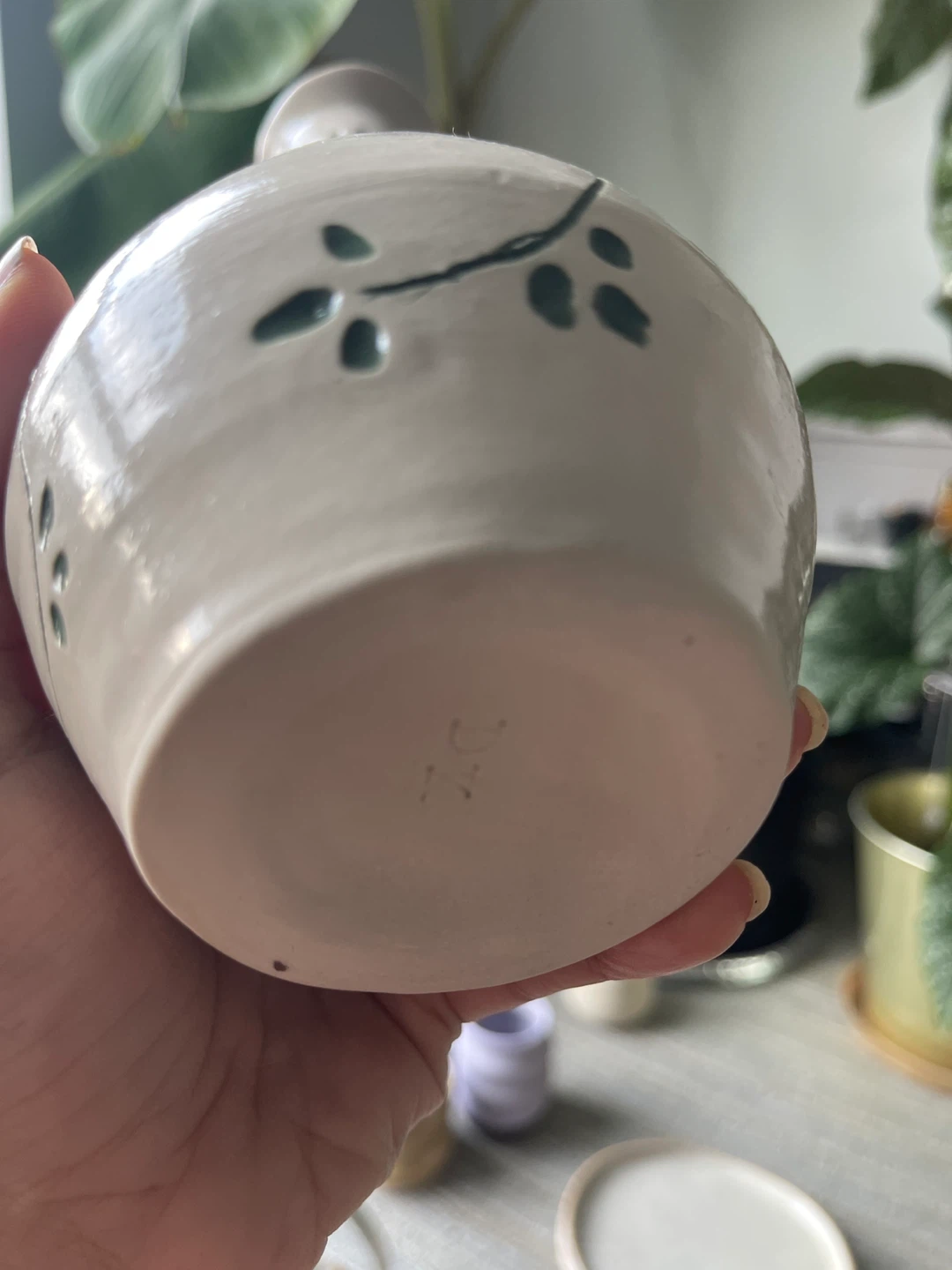 Handmade Ceramic Vase with hand carved Floral Design - photo 4