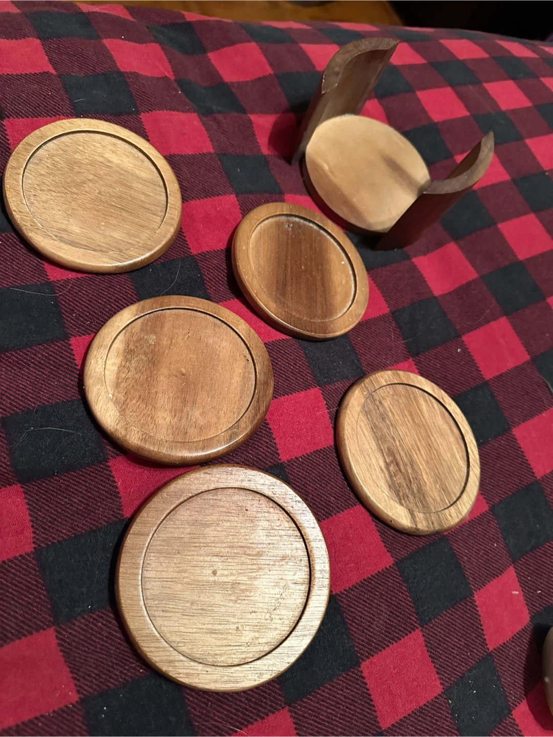 Wooden Coaster Set of 5 with Holder - photo 2