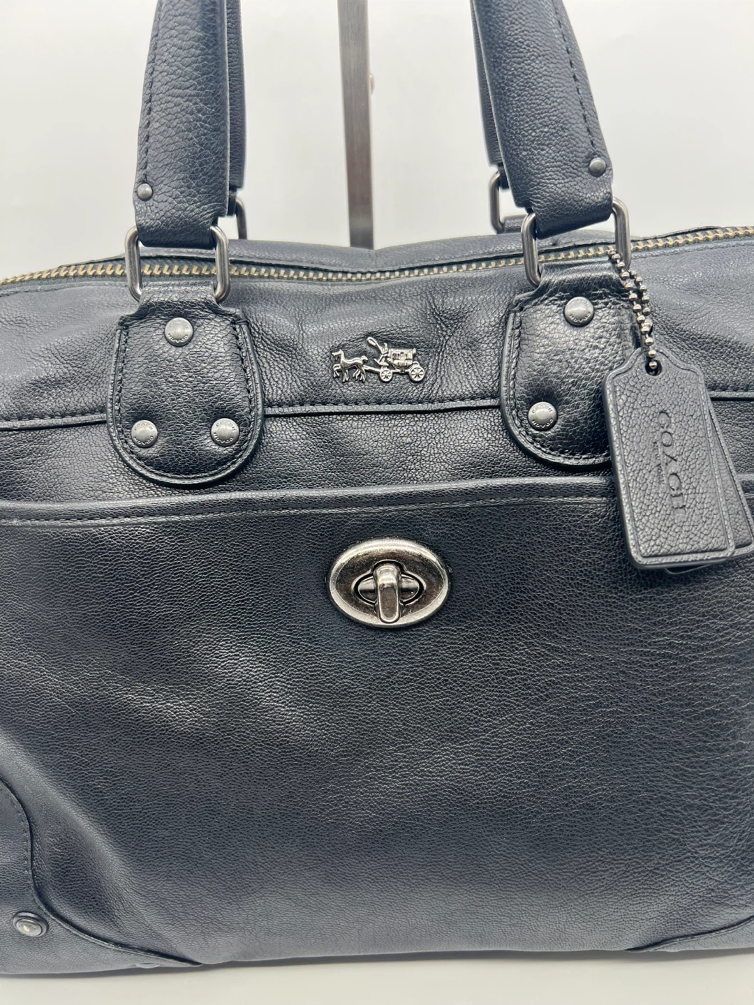 Coach 33689 Rhyder Soft Grain Leather Dark Blue Black Satchel - photo 3