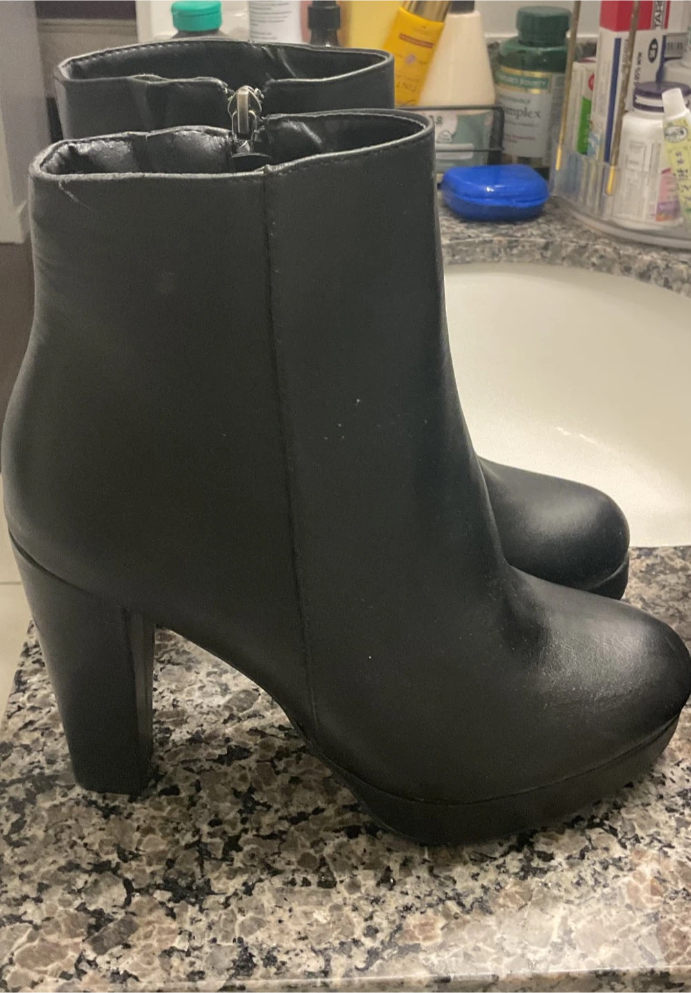 New Black Platform Ankle Boots - Size 8 - photo 4