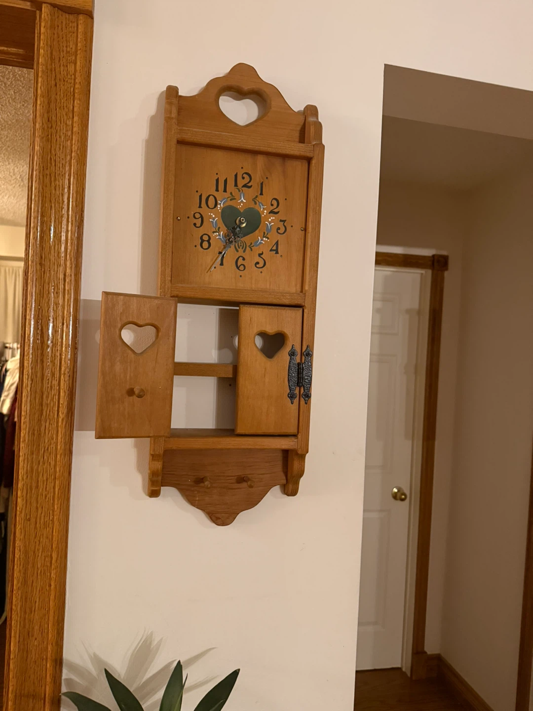 Wooden Wall Clock with Storage