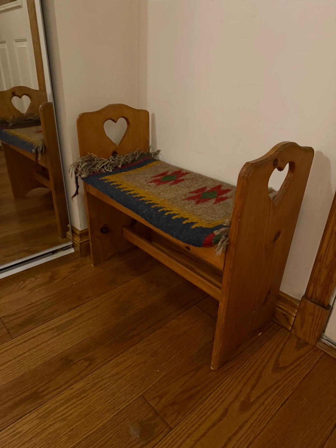 Wooden Bench with Heart Cutout