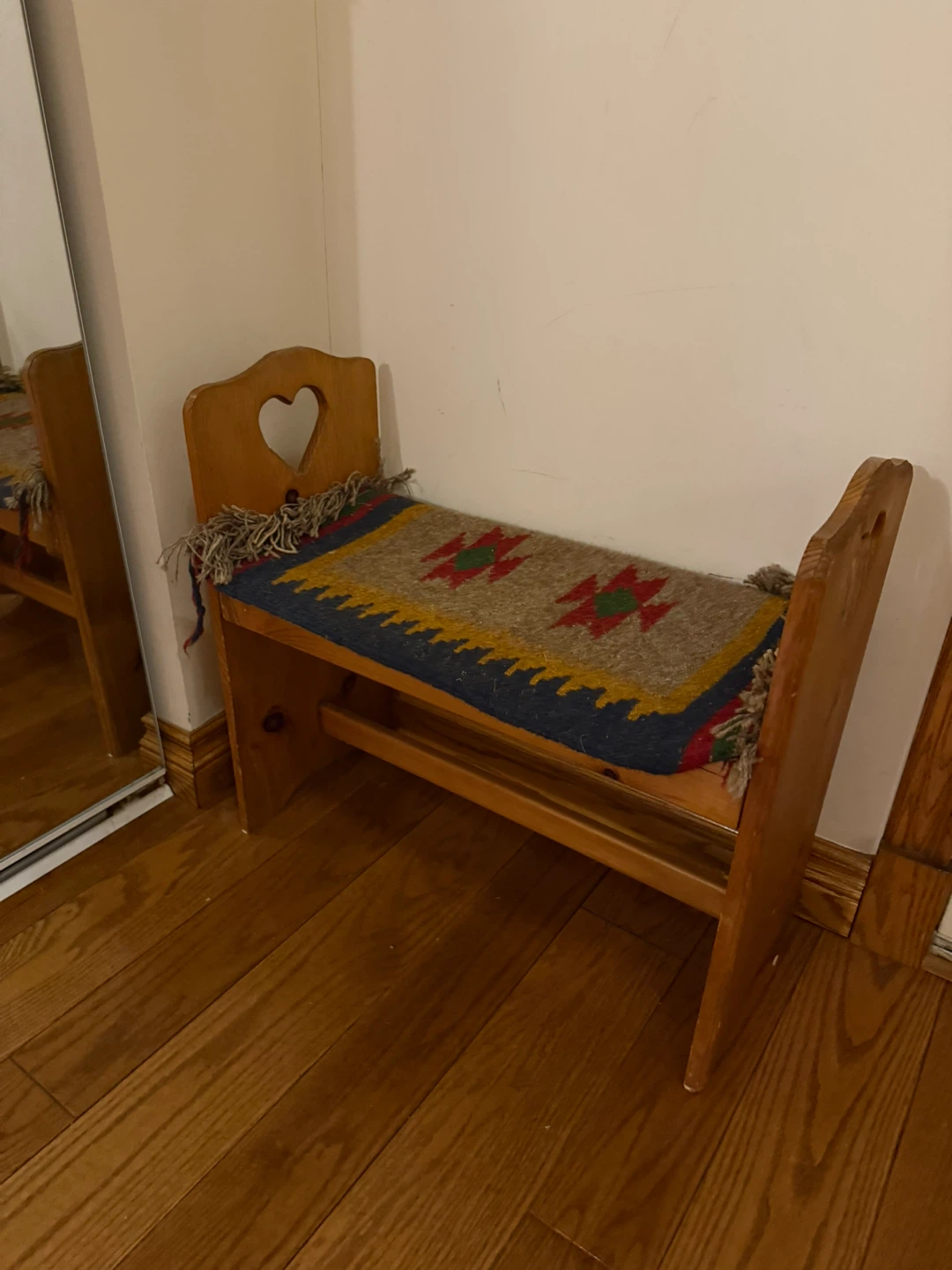 Wooden Bench with Heart Cutout - photo 2