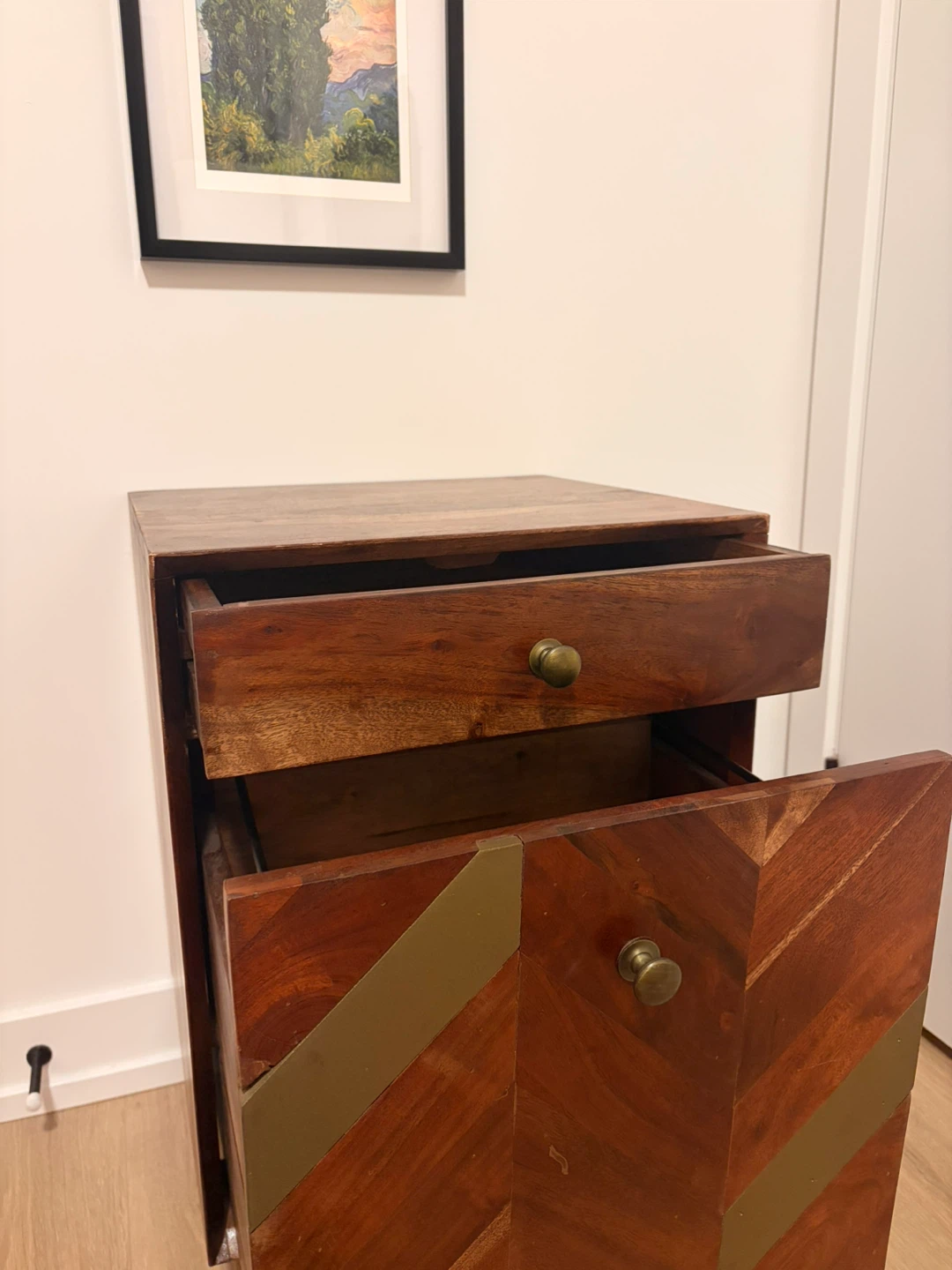 Set of 2 Solid Wood Nightstand with Drawers - photo 2