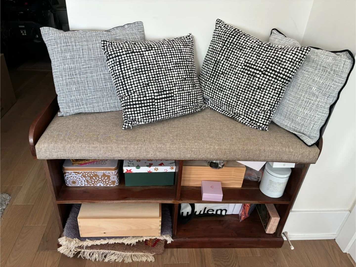 Wooden Entryway Bench with Storage