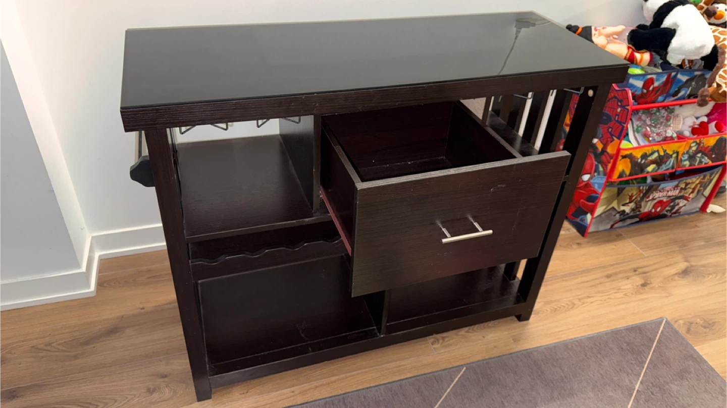 Dark Brown Bar Cabinet with Glass Top - photo 5