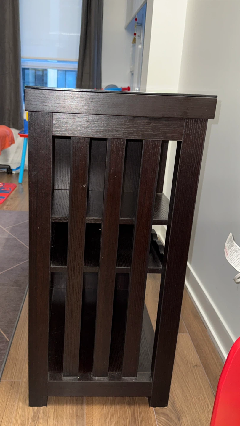 Dark Brown Bar Cabinet with Glass Top - photo 2
