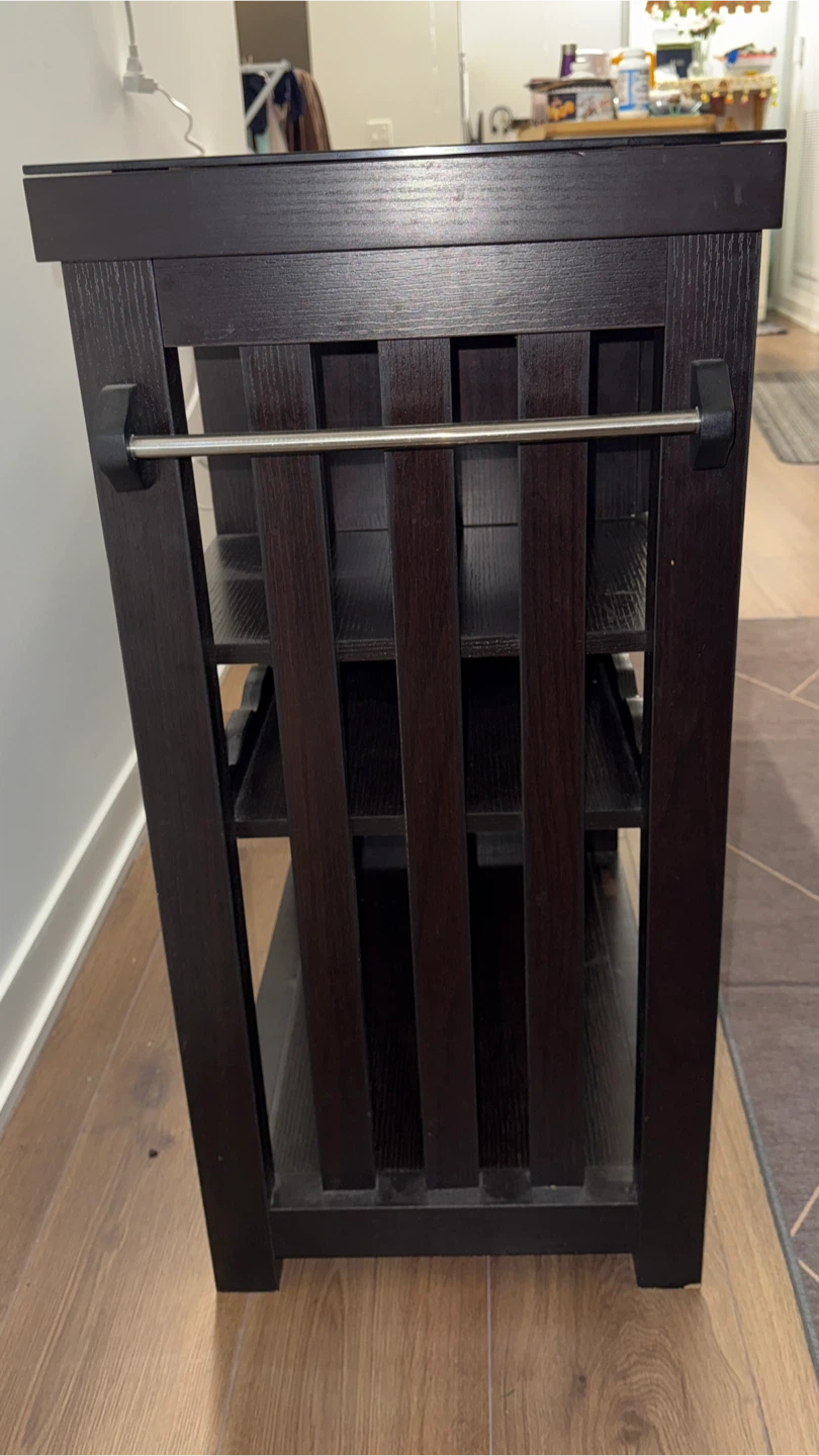 Dark Brown Bar Cabinet with Glass Top - photo 4
