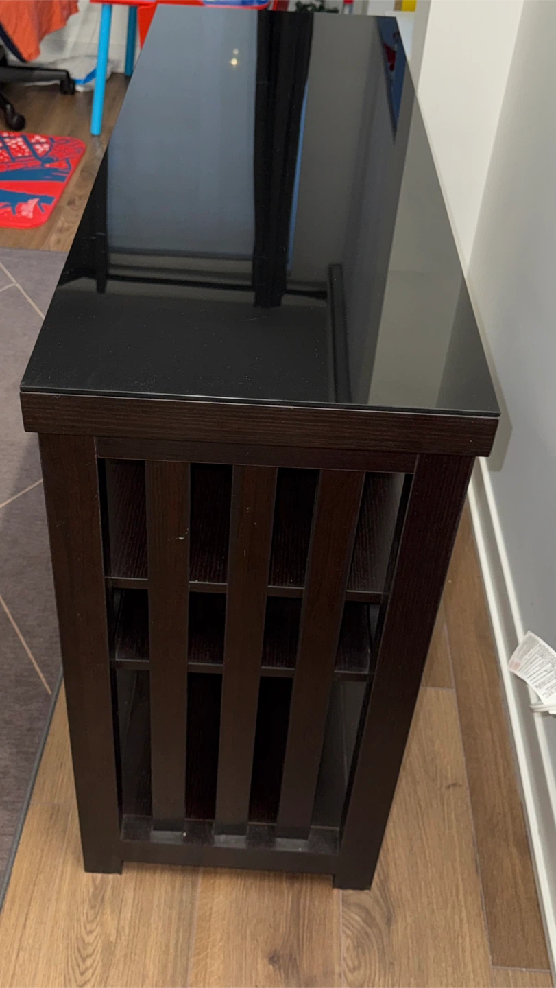 Dark Brown Bar Cabinet with Glass Top - photo 3
