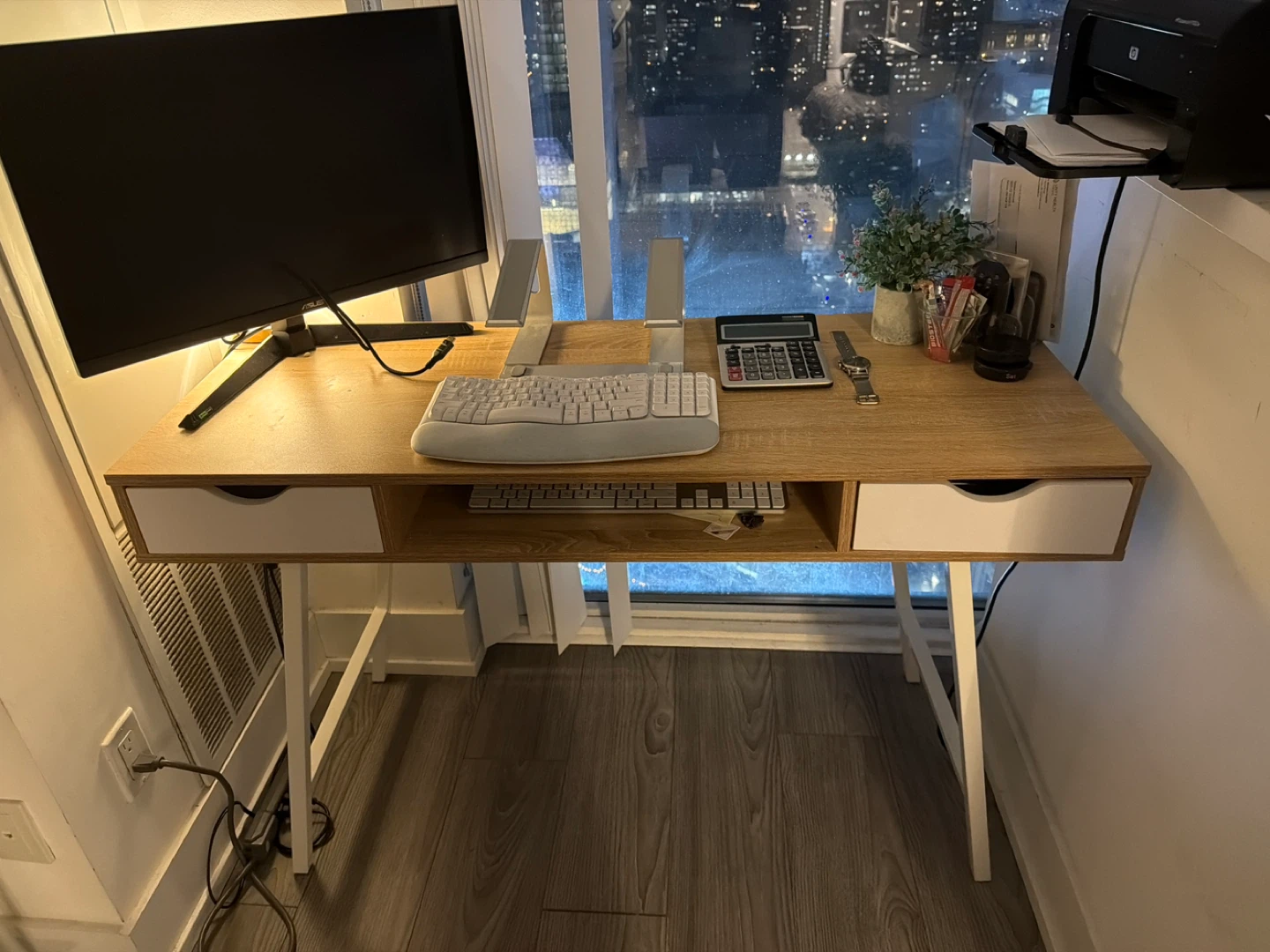 Desk with Drawers - Oak & White - photo 3
