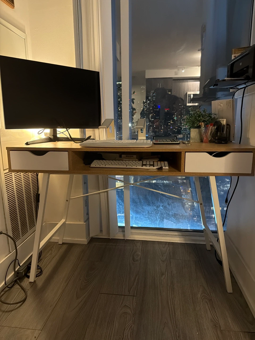 Desk with Drawers - Oak & White - photo 2