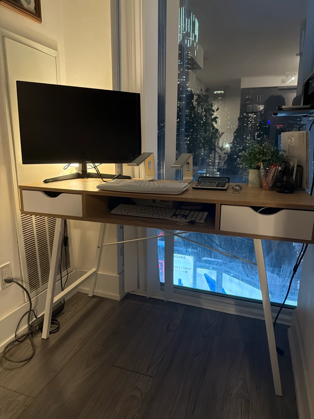 Desk with Drawers - Oak & White
