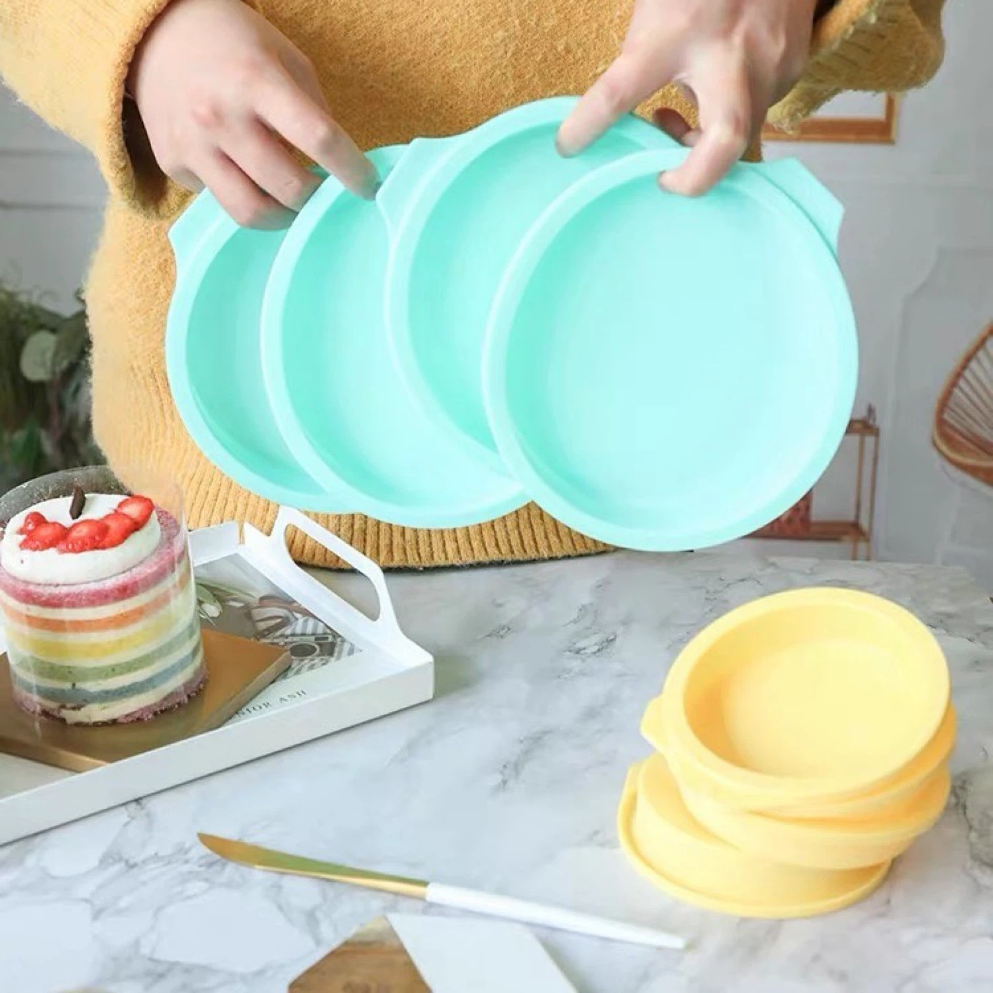 Round Silicone Cake Pan Mould Set