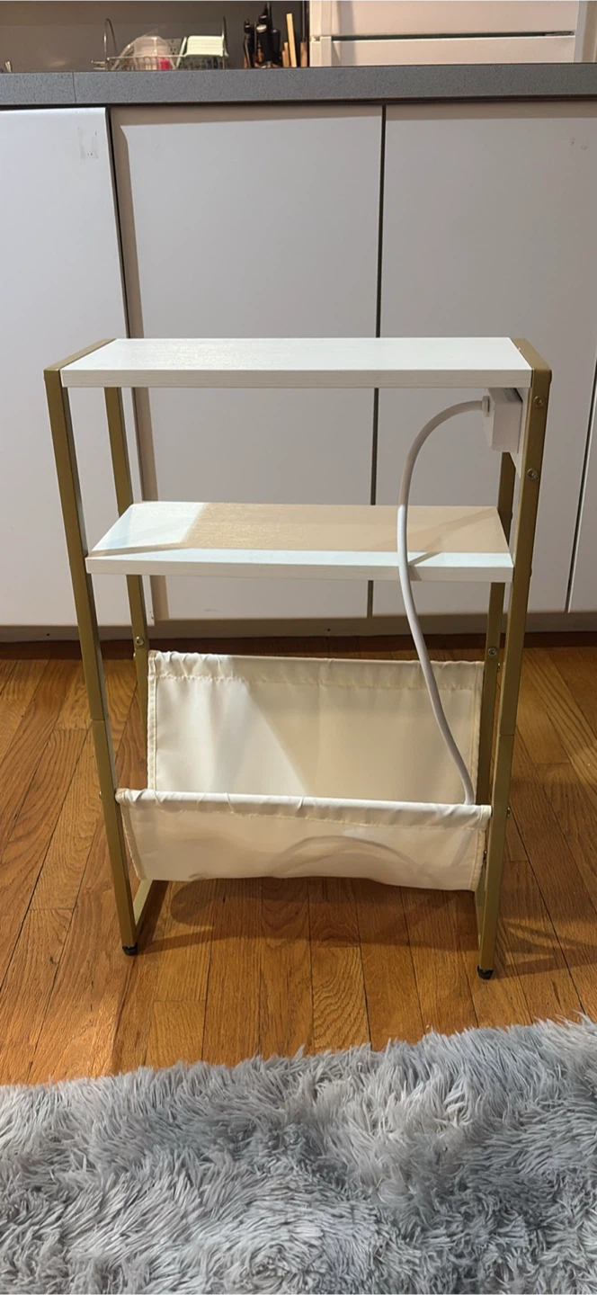 Gold & White 3-Tier Side Table w/ USB Ports - photo 3
