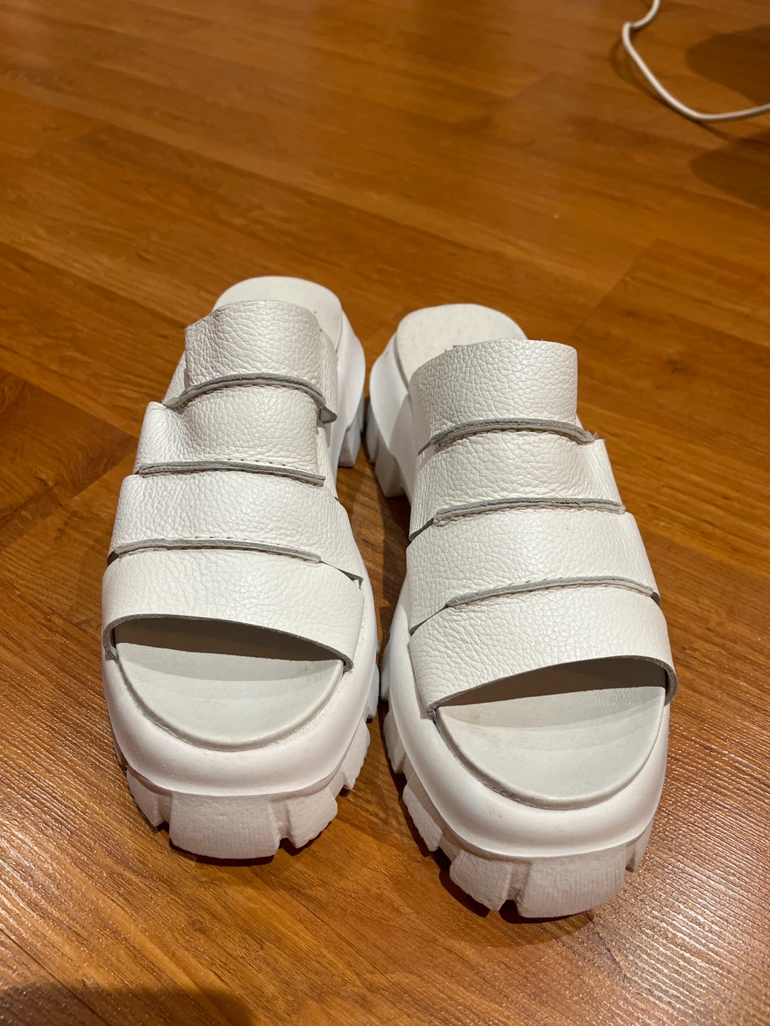 White Platform Sandals, Size 8