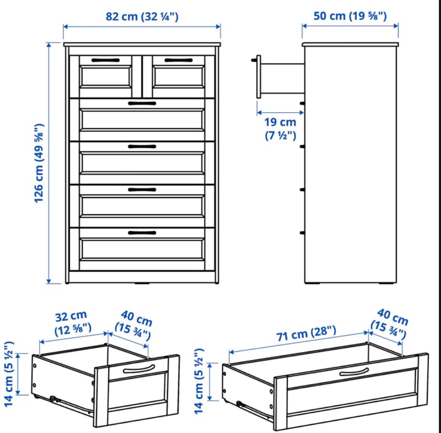 IKEA SONGESAND White 6 Drawer Dresser - photo 2
