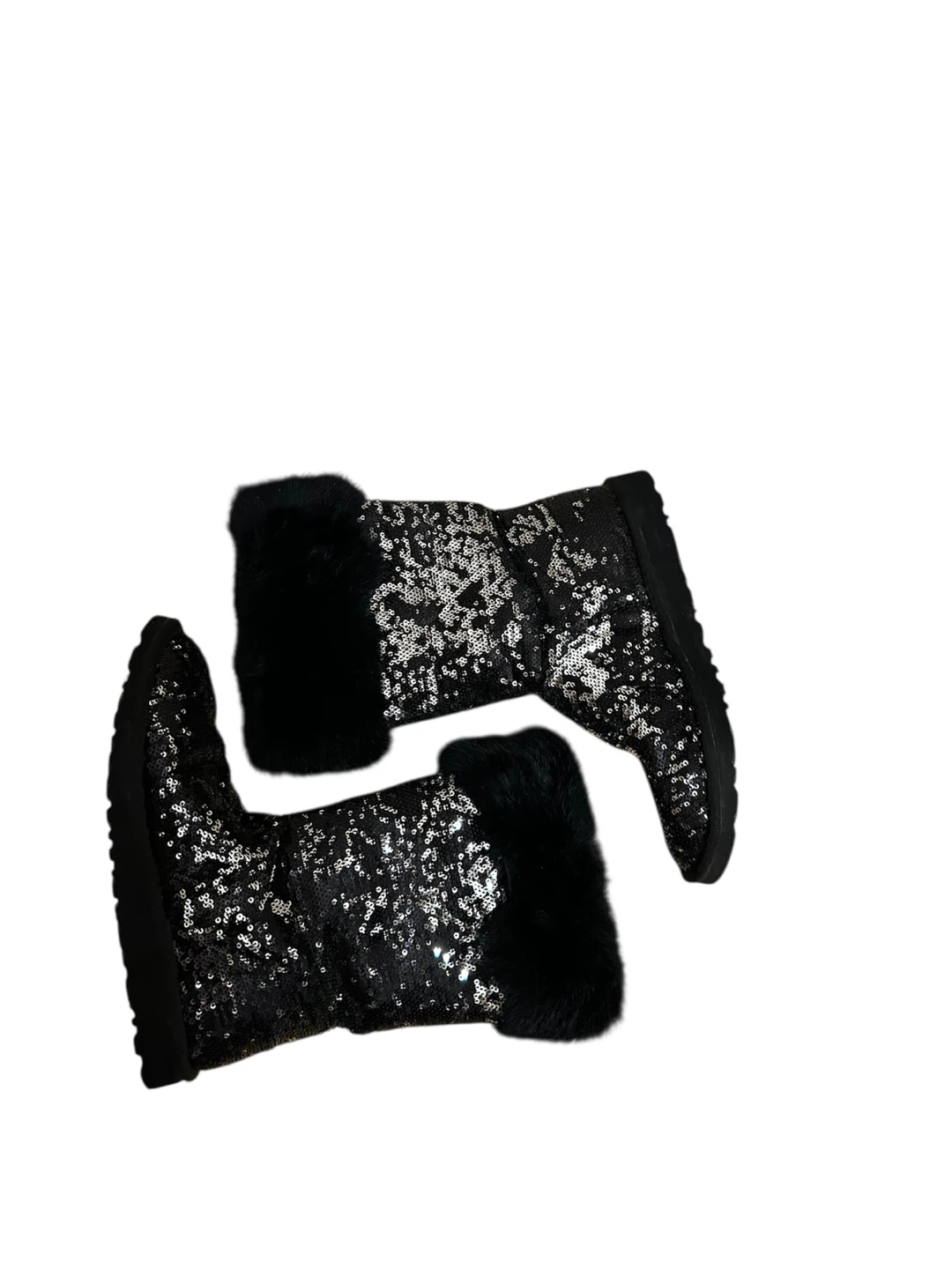 🧡 Black Sequin Boots, barely used, Size 8, 39