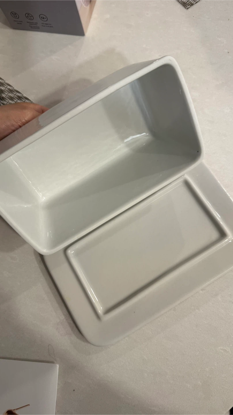 Butter Dish - White Ceramic - photo 2