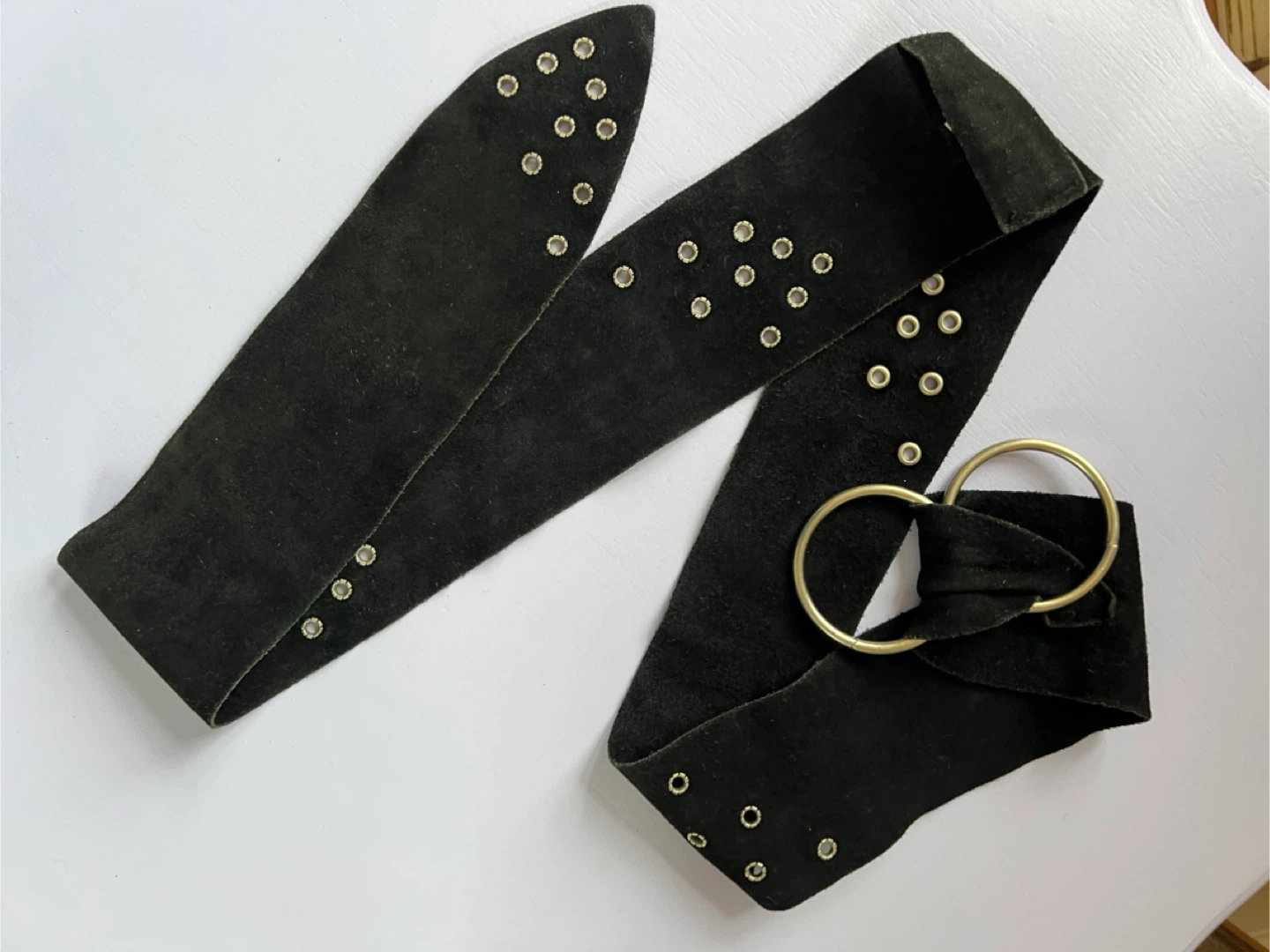 Suede Belt with Grommets & Rings - photo 2