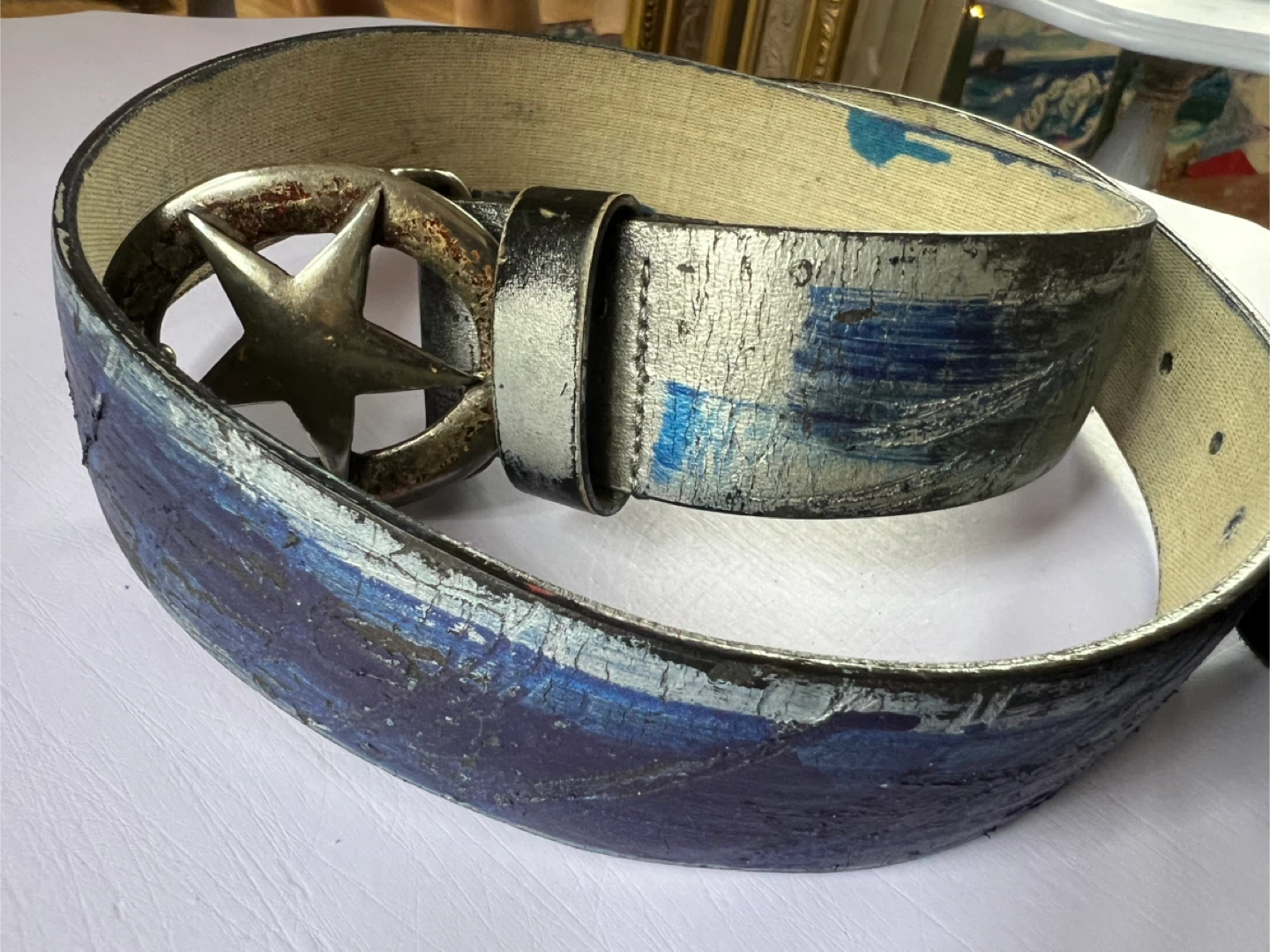 Vintage Star Buckle Belt - Blue/Silver