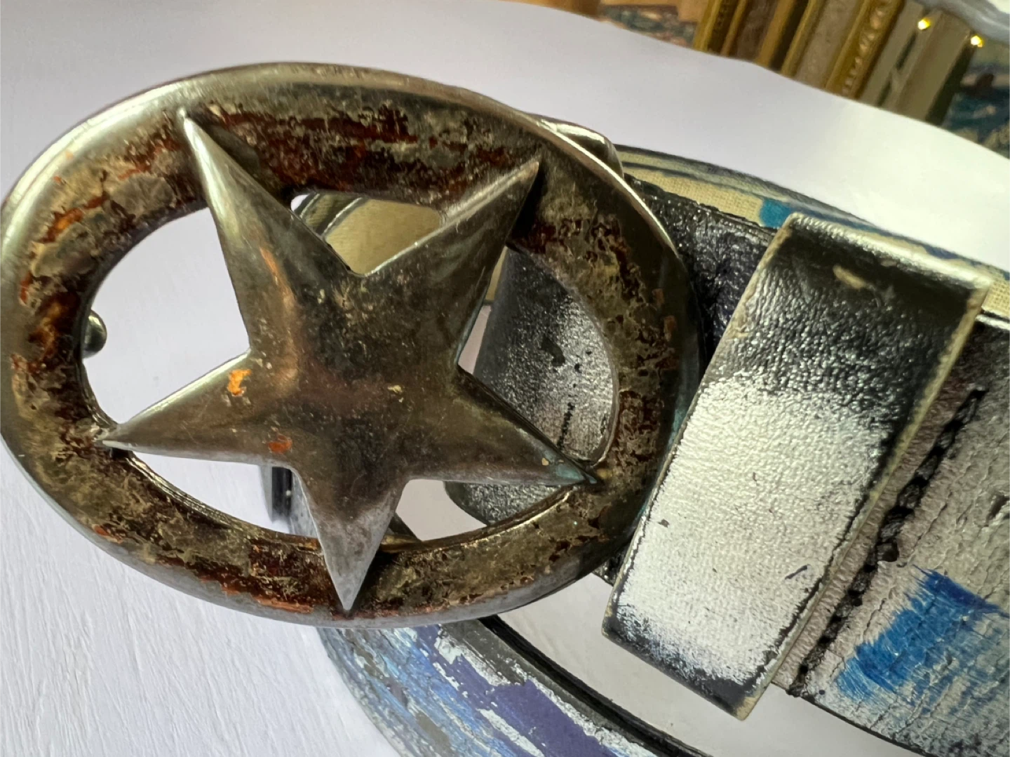 Vintage Star Buckle Belt - Blue/Silver - photo 4