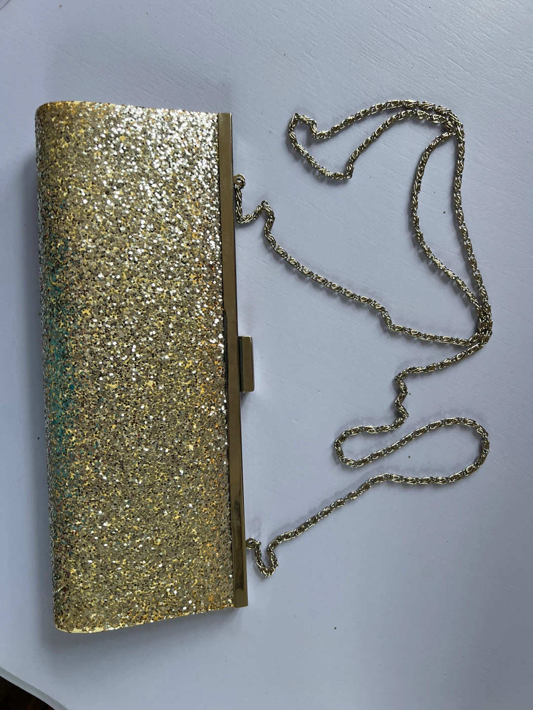 Sasha Hand Made Gold Glitter Clutch