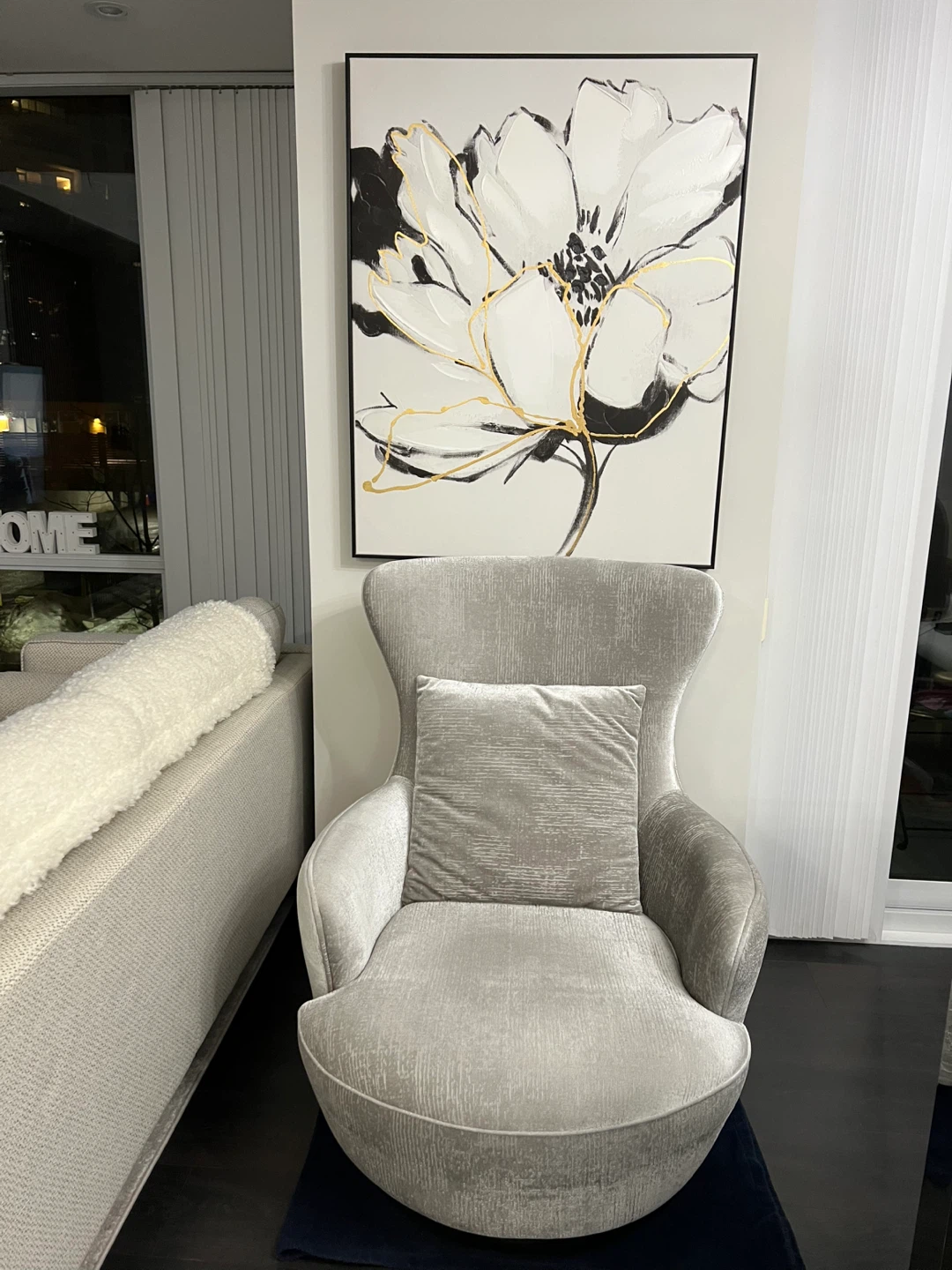 Grey Wingback Accent Chair