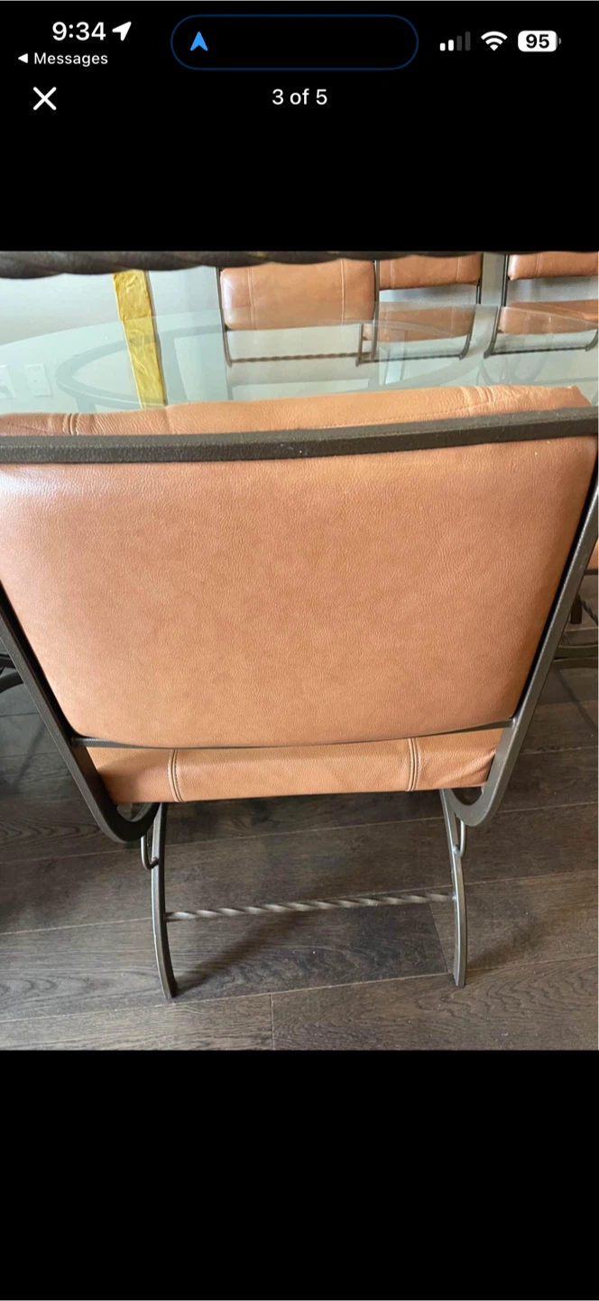A metal, glass and genuine leather dinette set. - photo 4