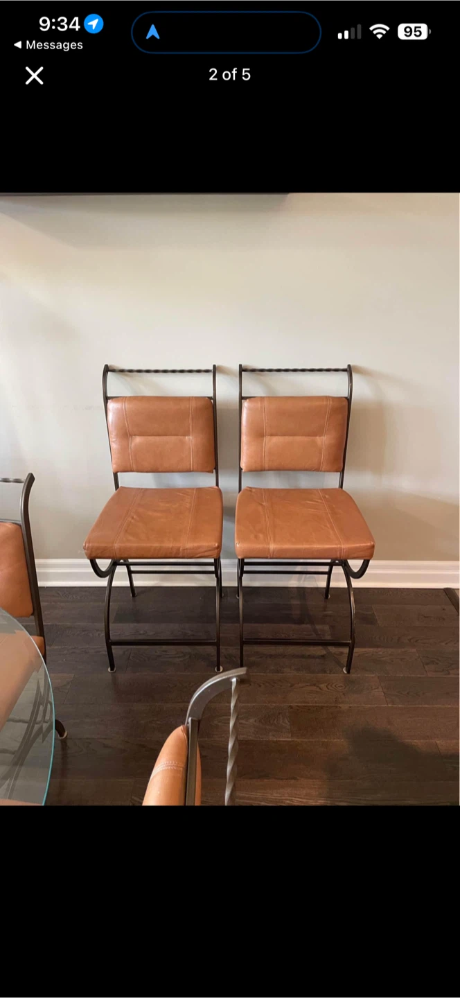 A metal, glass and genuine leather dinette set. - photo 2