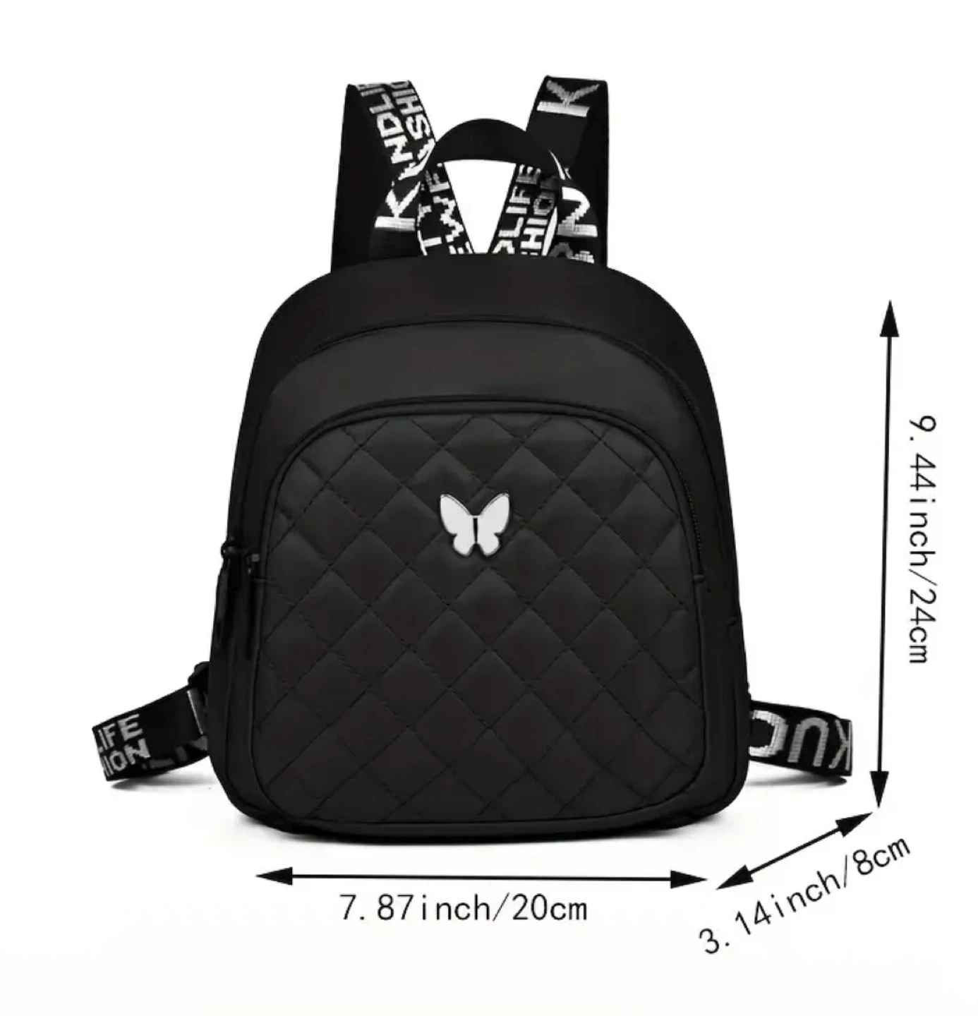 New ! Butterfly Quilted Mini Backpack - Black & Navy Blue - photo 3