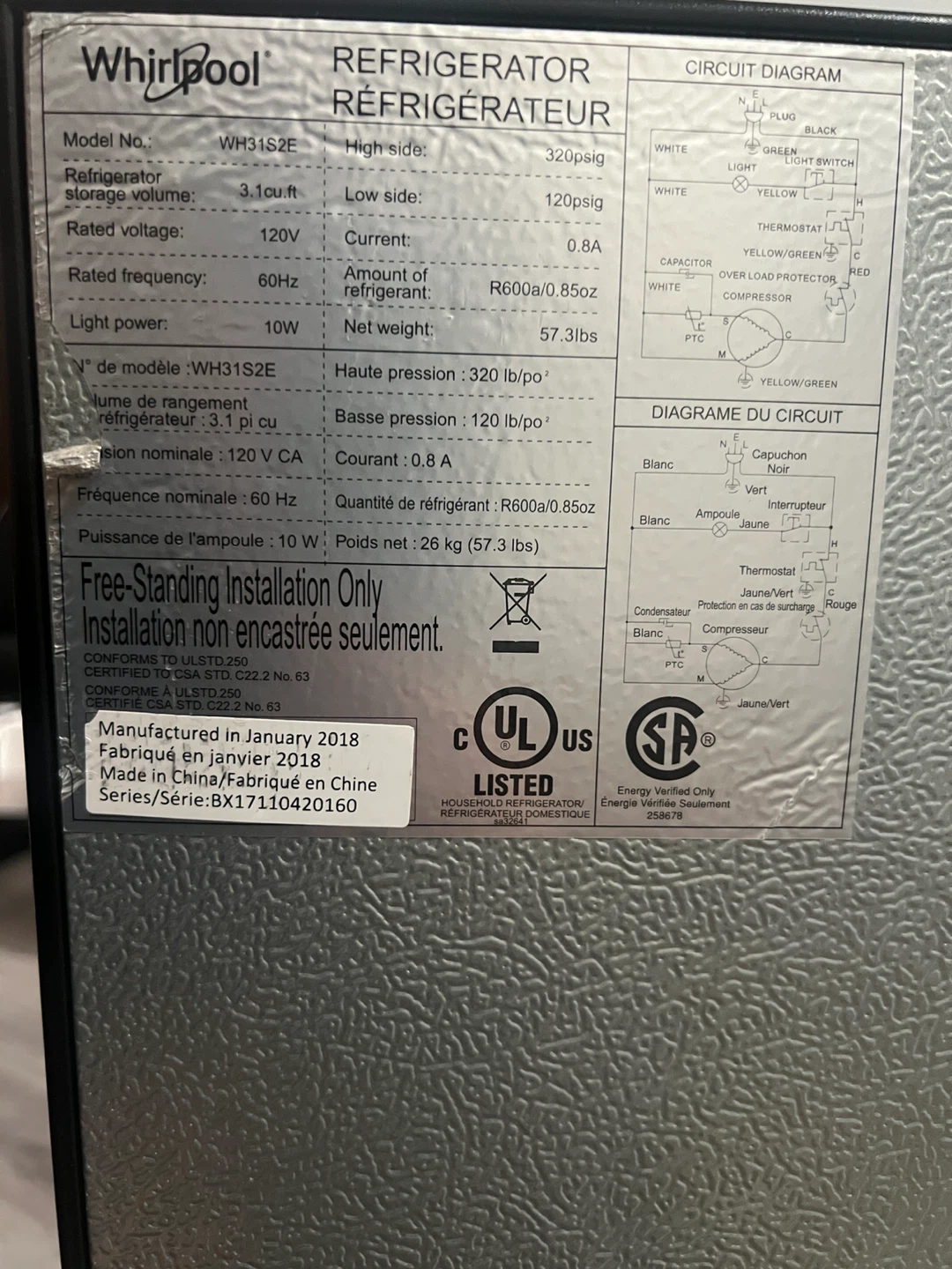 Whirlpool Mini Fridge with Freezer - photo 3