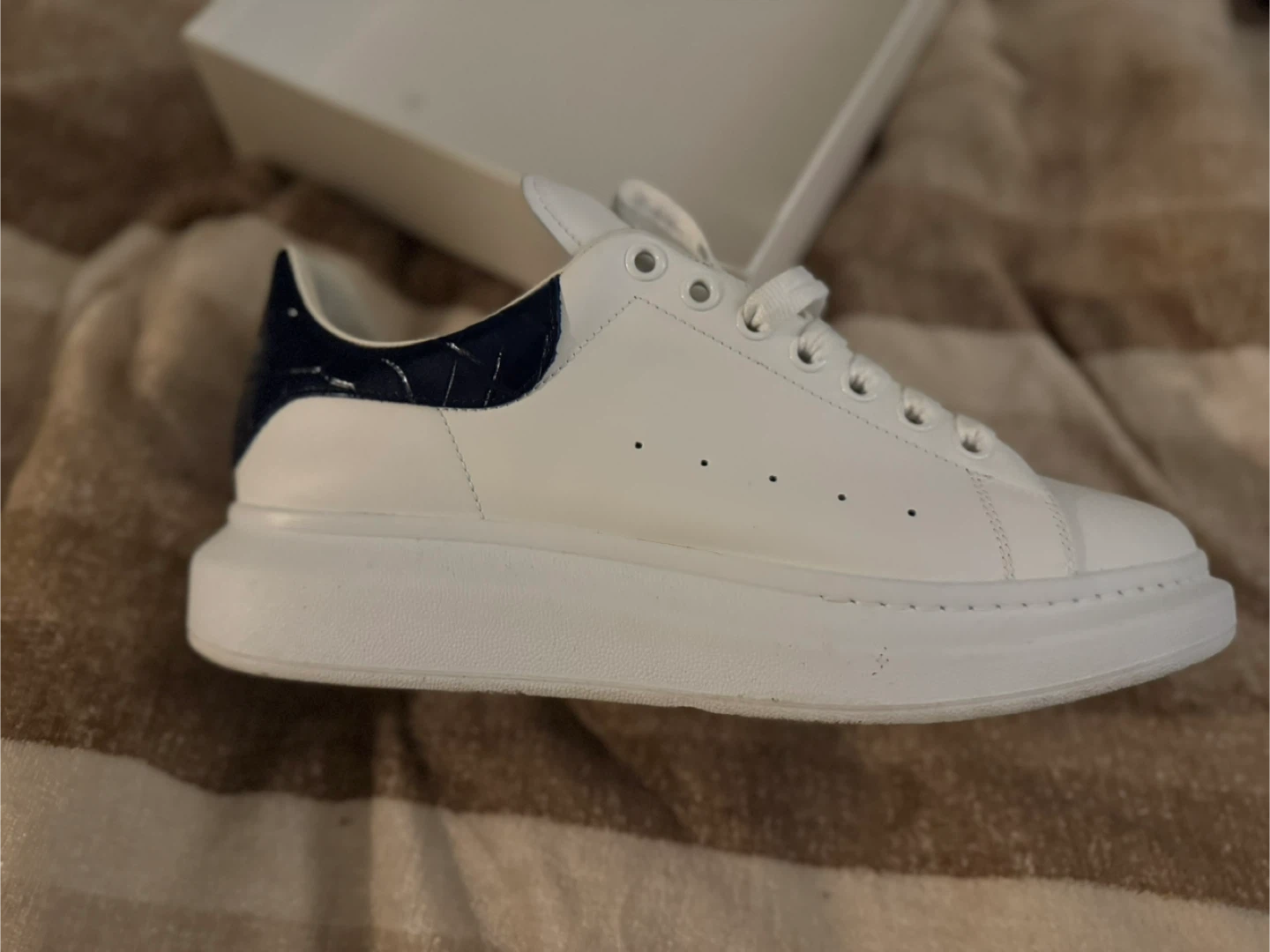 Alexander McQueen Oversized Sneakers - White/Navy - photo 3