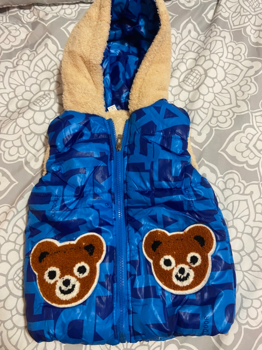 Blue Kids' Outdoor Vest with Hood