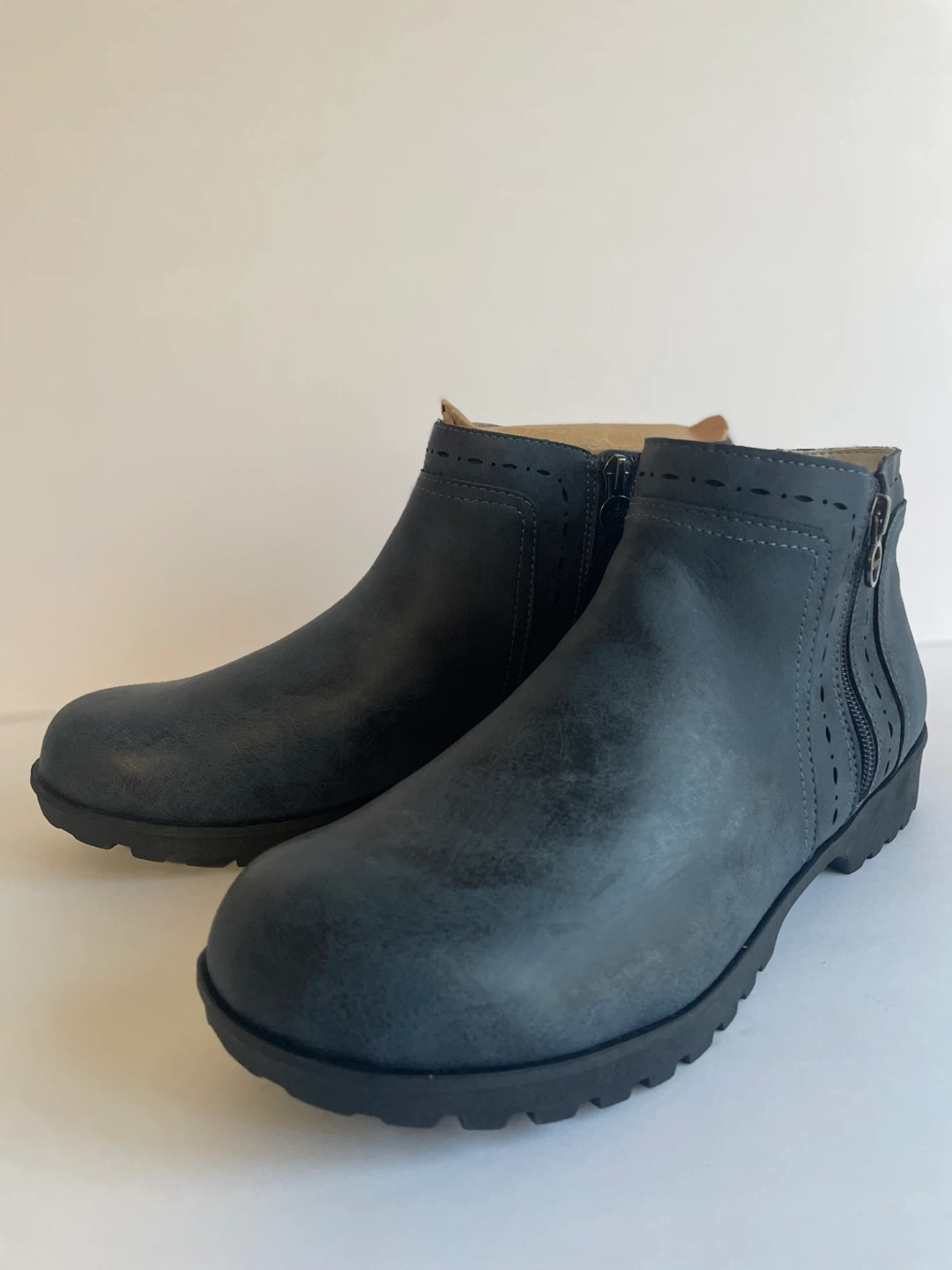 Navy Blue Ankle Boots - Women's