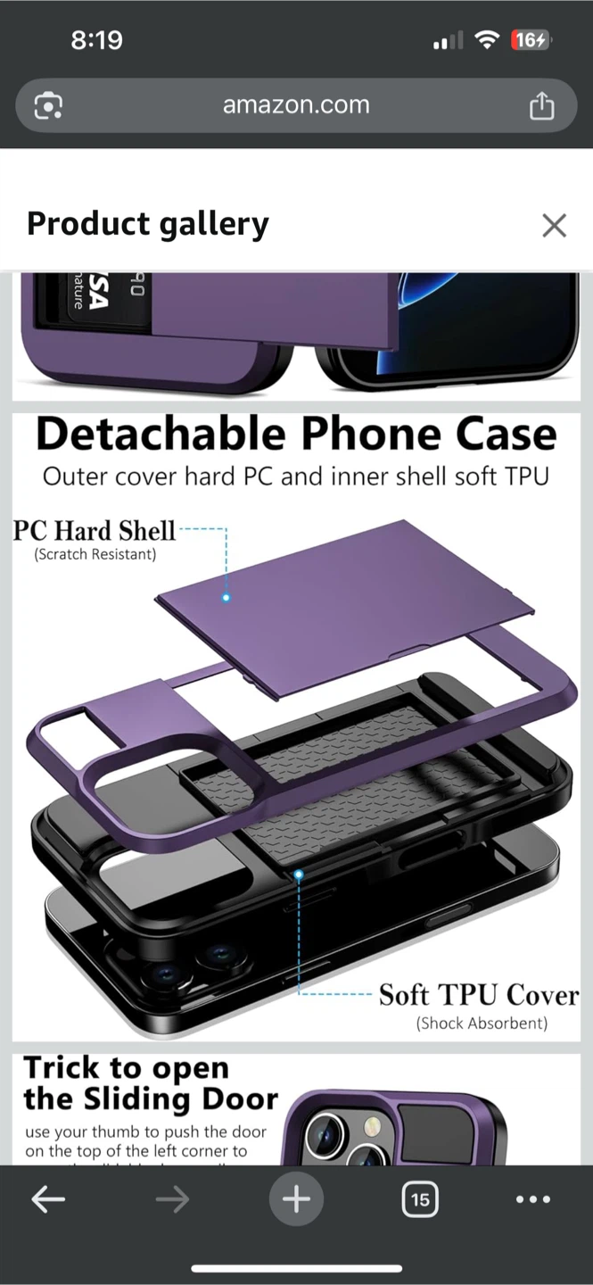 iPhone 16 Pro Grey Purple Card Holder Phone Case - photo 2