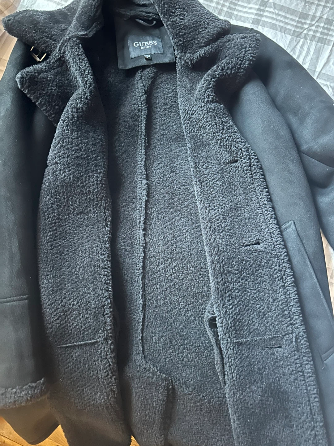GUESS Black Sherpa Coat - Size M - photo 2