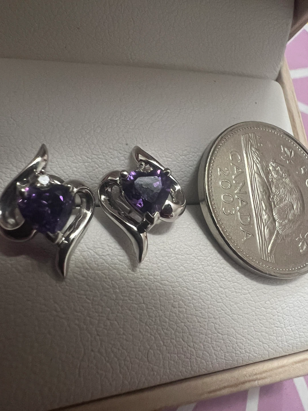 Amethyst 10K White Gold Earrings