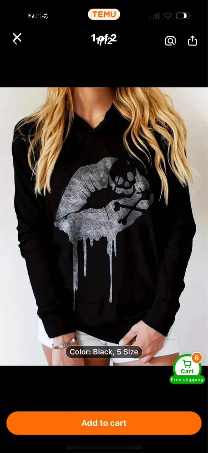 Grey Skull Print Sweatshirt Size large - photo 3