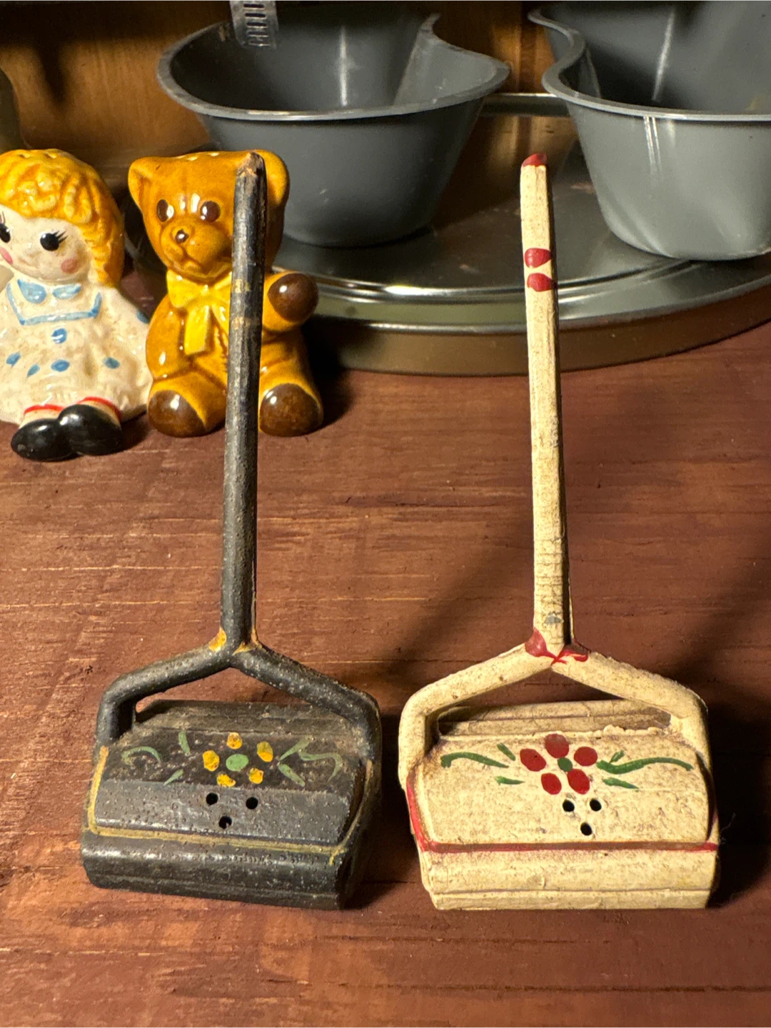 Vintage Miniature Carpet Sweepers as salt and pepper shakers