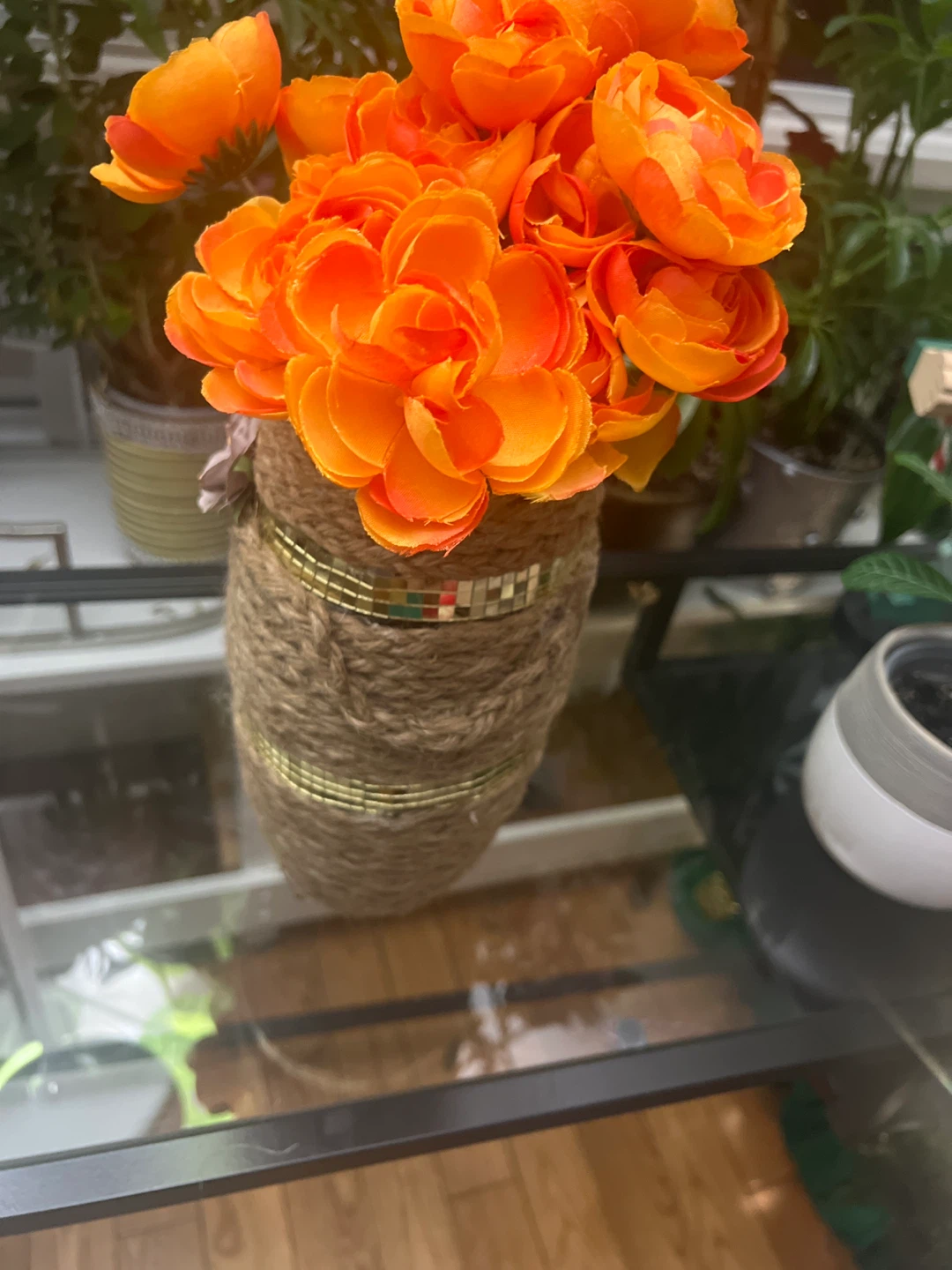 Orange Artificial Flowers in DIY Vase - photo 4