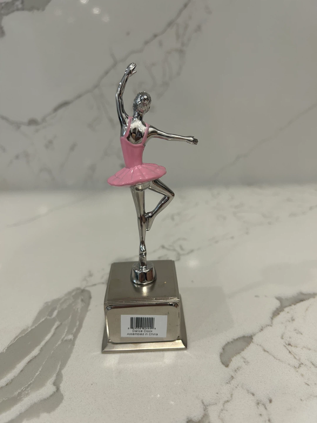 Ballerina Figurine Clock - Pink & Silver